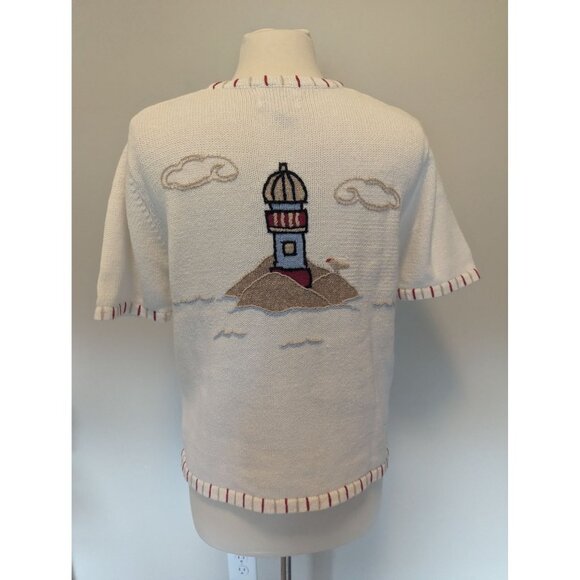 Hand-Embroidered Christopher & Banks Lighthouse Sweater M  Nautical - Picture 4 of 4
